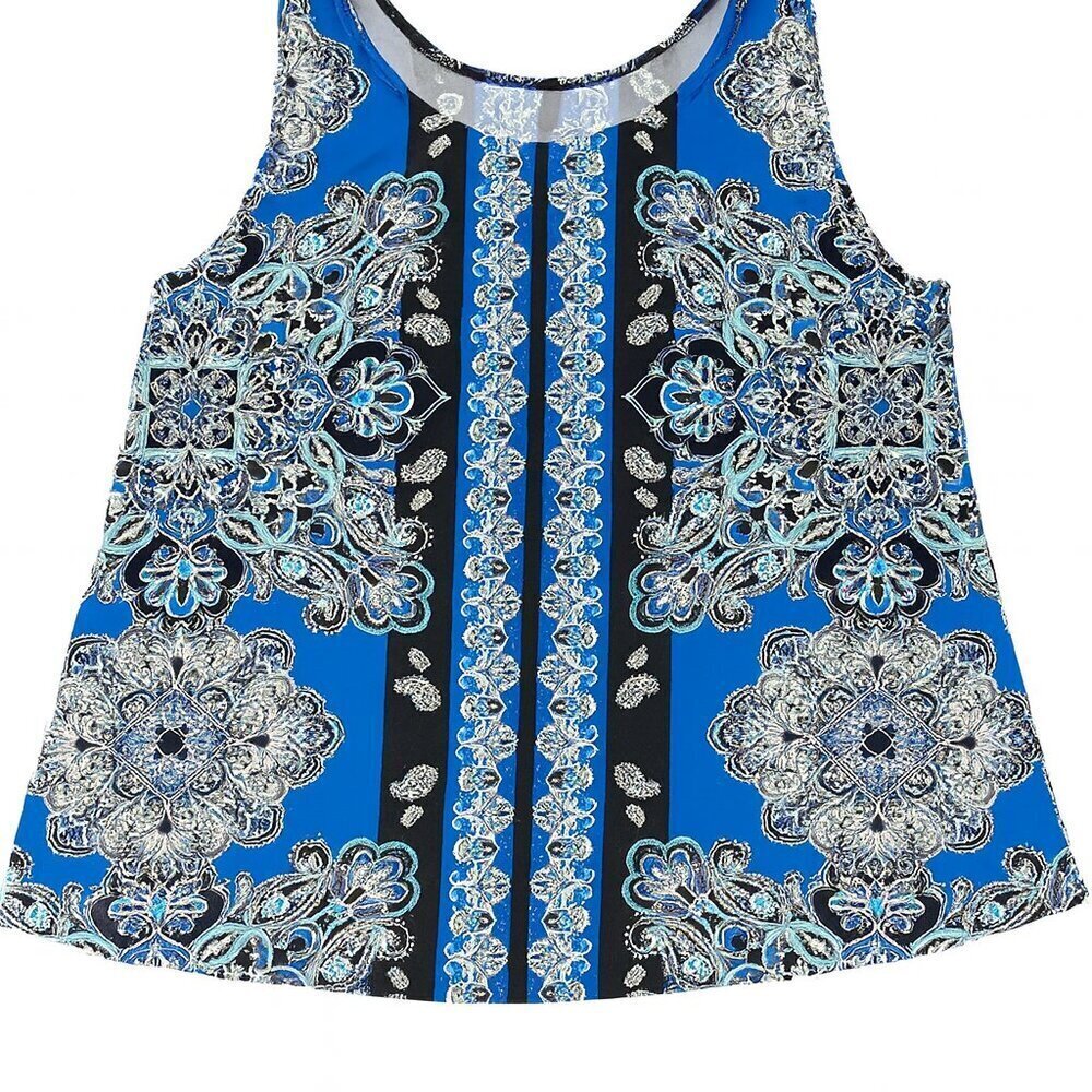 Avenue Blue & Black Floral Blouse Size 18/20 – Stretchy & Stylish
